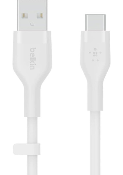 Boostcharge Flex Silicone Usb-C - Usb-A Kablosu (2 M), iPad Pro, Galaxy S21, Ultra, Plus, Note 20, Pixel ve Diğer Aygıtlar Için Usb-If Onaylı Usb-C Şarj Kablosu - Beyaz