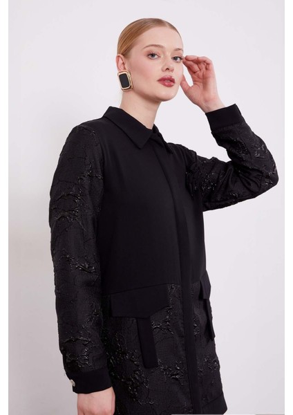 Siyah Yakası Gül Detaylı Ikili Takım fırsatları