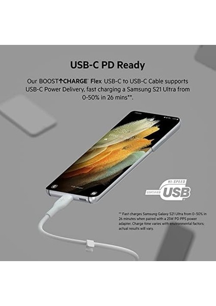 Boostcharge Flex Silikon USB Tip C - C Kablo (2m/6,6ft), Usb-If Sertifikalı Güç Dağıtımı Pd Hızlı Şarj Kablosu modelleri