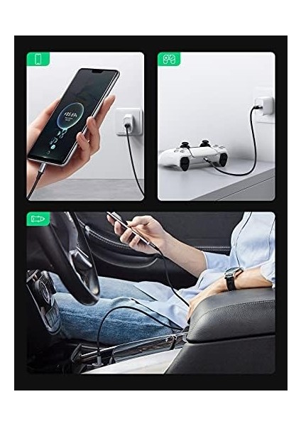 3.0 A Usb-A & Usb-C Örgülü Şarj ve Data Kablosu, 2 Metre, Siyah, 60128 fiyatları