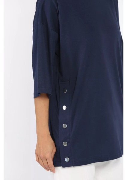 Yan Çıtçıtlı Oversize Tişört ( S-M-L-Xl Uyumludur) P-00010234 fırsatları