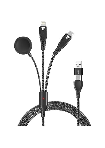 100W Destekli 5'i 1 Arada Naylon Örgülü Kablo, Çoklu Şarj Kablosu USB A/c Tipi C/yıldırım/manyetik Saat, Iphone, Ipad, Macbook, Galaxy ile Uyumlu fiyatları