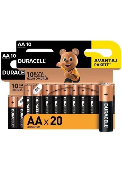 Alkalin Aa Kalem Piller, 20 Li Paket
