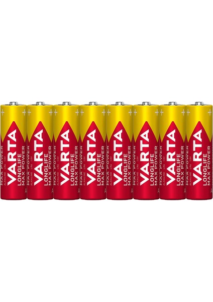 Longlife Max Power Pil Aa Kalem Lr6 Piller (8'li Paket) Yüksek Performanslı Alkalin Piller - Almanya'da Üretilmiştir -