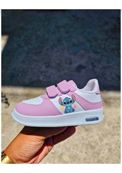 Mavi Haylo Baskılı Mor Işıklı Bantlı Çocuk Spor Ayakkabı Sneaker
