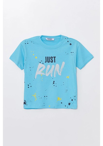 Run Baskılı Penye Şort- T-Shirt Kız-Erkek Takım - Coppa - Mavi - 3 Yaş - Frnd00000002-34 fiyatları