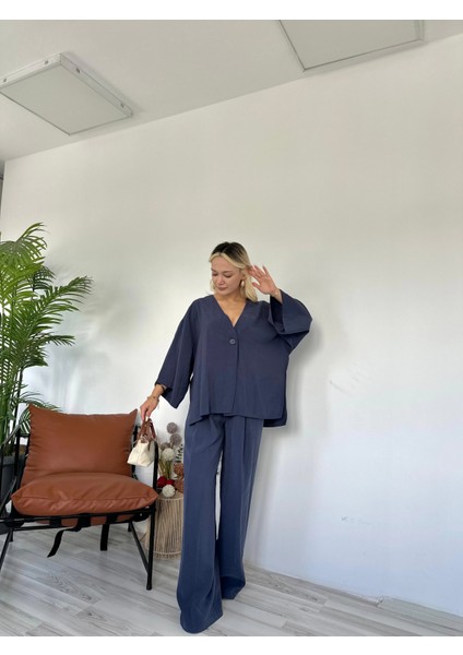 Kadın Bluz Pantolon Takım Lacivert