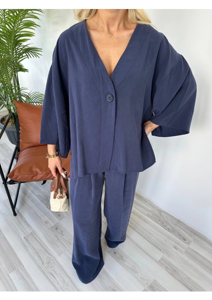 Kadın Bluz Pantolon Takım Lacivert modelleri