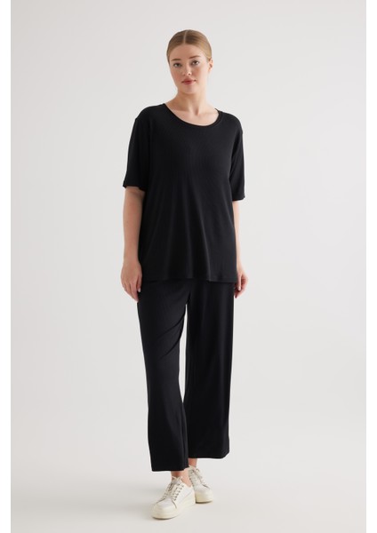 Kadın Plus Size Modal Kaşkorse Uzun Pantolon