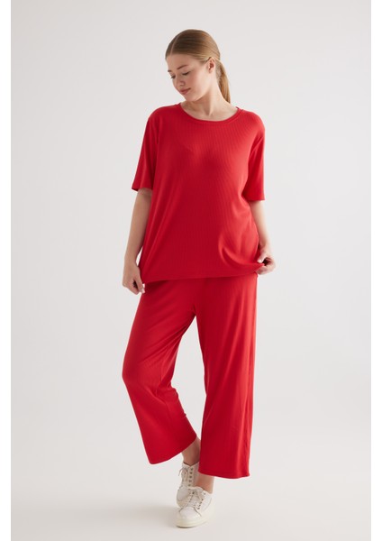 Kadın Plus Size Modal Kaşkorse Uzun Pantolon