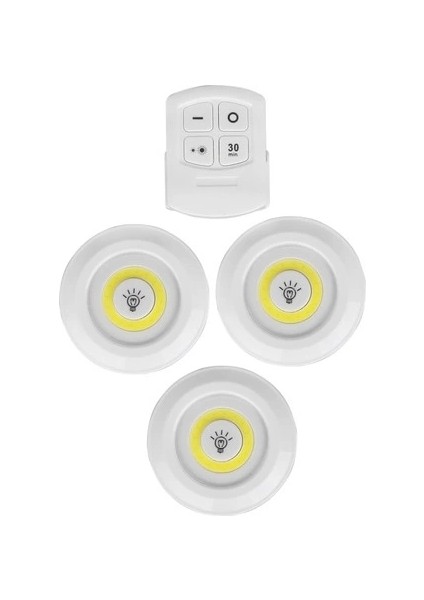 Uzaktan Kumandalı Yapışkanlı 3'lü LED Spot Lamba