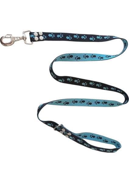 Köpek gezdirme kayışı kalın metal kancalı kolon pati figürlü siyah turkuaz kalınlık:3mm genişlik:2cm uzunluk:120cm dog leash B3-5 fiyatları