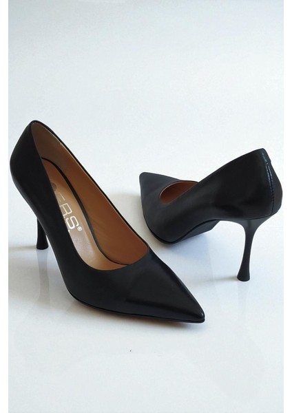 Hakiki Deri Siyah Kadın Stiletto – 9 cm Ince Topuk Şık Sivri Burun Topuklu Ayakkabı modelleri