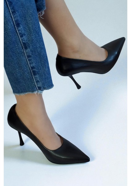 Hakiki Deri Siyah Kadın Stiletto – 9 cm Ince Topuk Şık Sivri Burun Topuklu Ayakkabı indirimleri