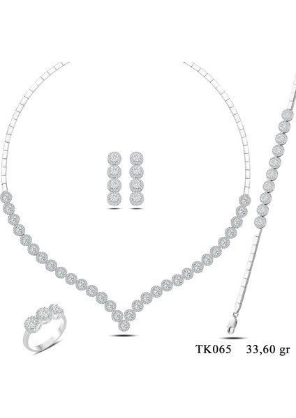 925 Ayar Gümüş 4 mm Taşlı Pırlanta Montür V Model Su Yolu Set