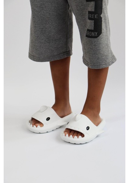 HS00 Köpekbalığı Beyaz Unisex Tam Ortopedik Terlik Shark Slides indirimleri