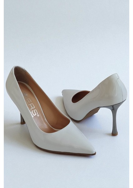 Hakiki Rugan Deri Beyaz Kadın Stiletto – 9 cm Metal Ince Topuk Şık Sivri Burun Topuklu Ayakkabı modelleri