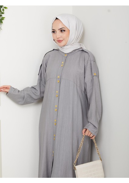 Kadın Düğmeli Çilek Kumaş Gri Ikili Takım modelleri