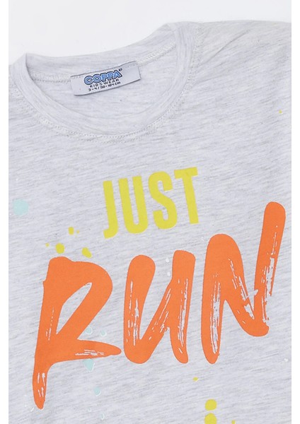 Run Baskılı Penye Şort- T-Shirt Kız-Erkek Takım - Coppa - Gri - 2 Yaş - FRND00000002-9 fiyatları