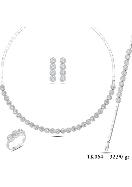 925 Ayar Gümüş 4 mm Taşlı Pırlanta Montür Tam Tur Su Yolu Set