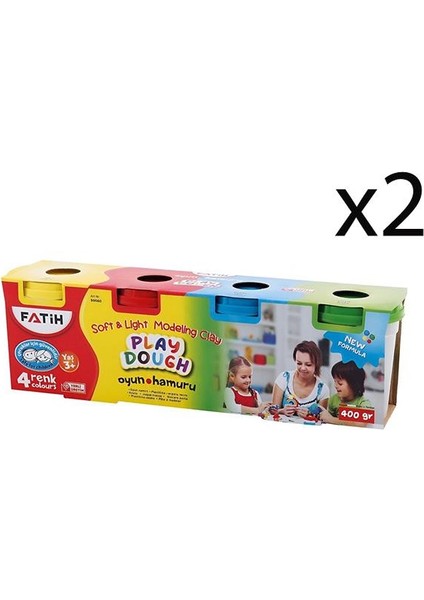 Oyun Hamuru 4 Renk 400 gr 2 Adet