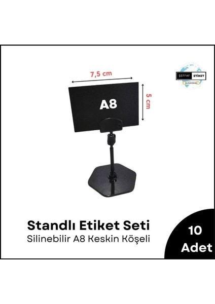 10 Adet Silinebilir Siyah Etiket Dekoratif Karatahta Etiket Seti isimlik Etiket Takımı Kolay Silinebilen Tatlı Vitri Ürün Etiketi Tabanlı Döner Başlıklı Şık Etiket Takımı