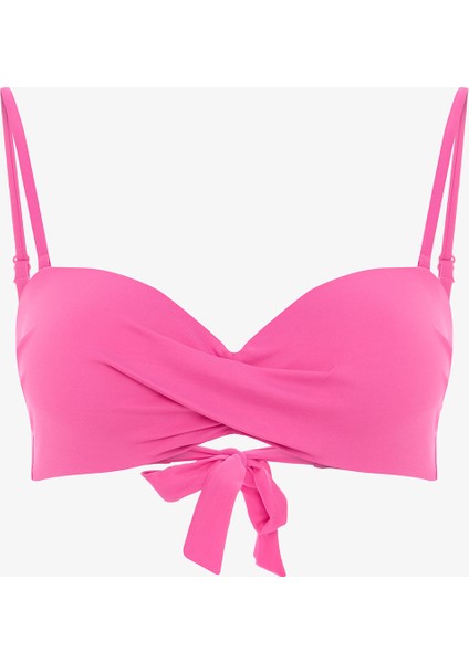Pembe Straplez Cup Toparlayıcı Balenli Straplez Bikini Üstü