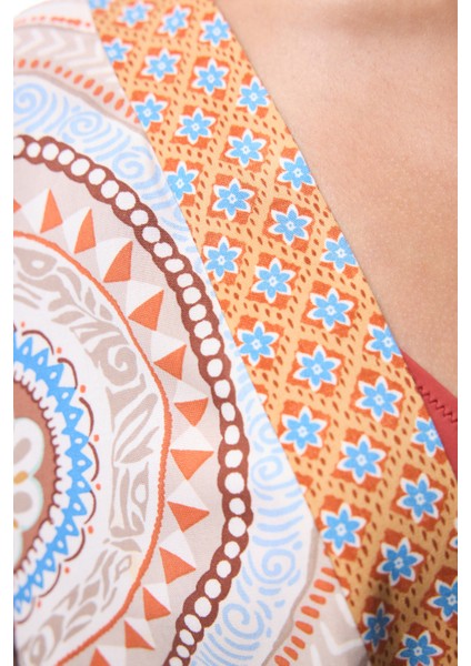 Della Etnik Desen V Yaka Maxi Kimono