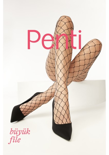 Siyah Büyük File Külotlu Çorap-Pentilicious modelleri