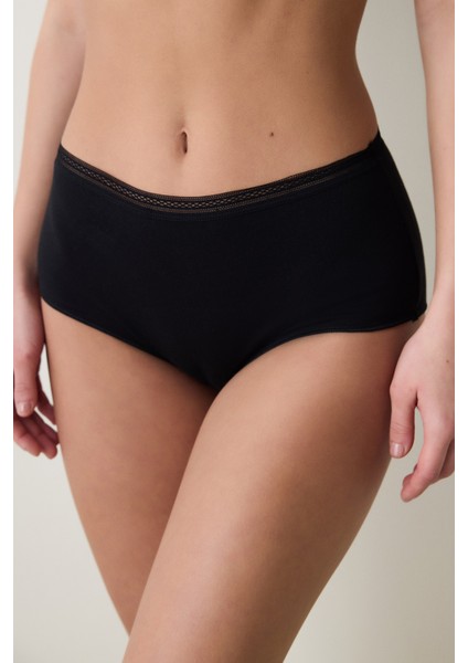 Easy Pamuklu Trim Highwaist Siyah Slip Külot