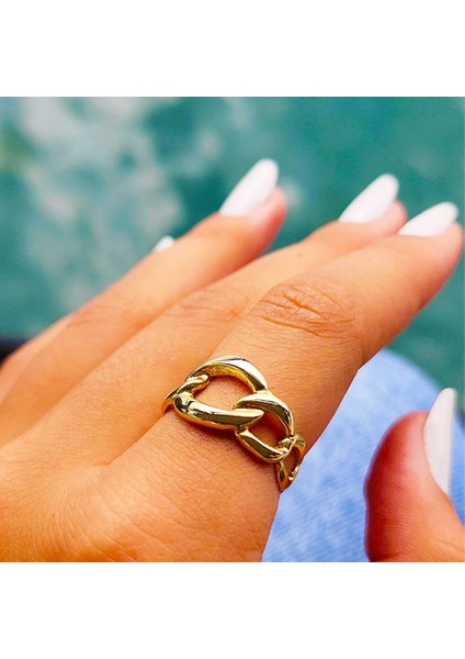 Gümüş Yüzük - Izabelle Italian Gurmet Gümüş Yüzük- Zincir Taşsız Tasarım Günlük 925 Ayar Gümüş Yüzük