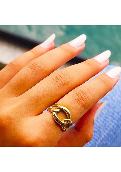 Gümüş Yüzük - Izabelle Italian Gurmet Gümüş Yüzük- Zincir Taşsız Tasarım Günlük 925 Ayar Gümüş Yüzük modelleri