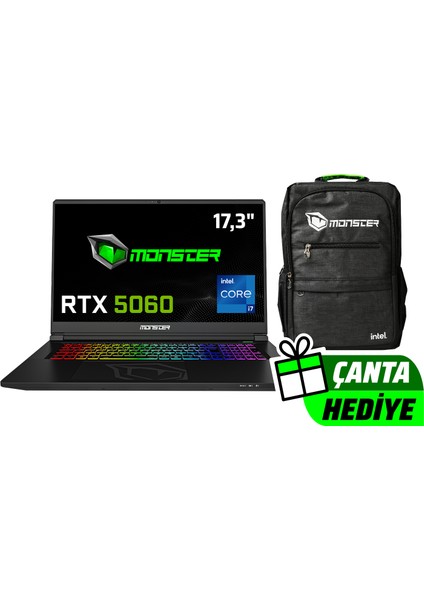 Tulpar T7 V26.2.9 Intel Core I7 13620H 64 GB Ram 1 Tb SSD 8 GB Rtx 5060 Windows 11 17,3" Fhd 144 Hz Taşınabilir Bilgisayar