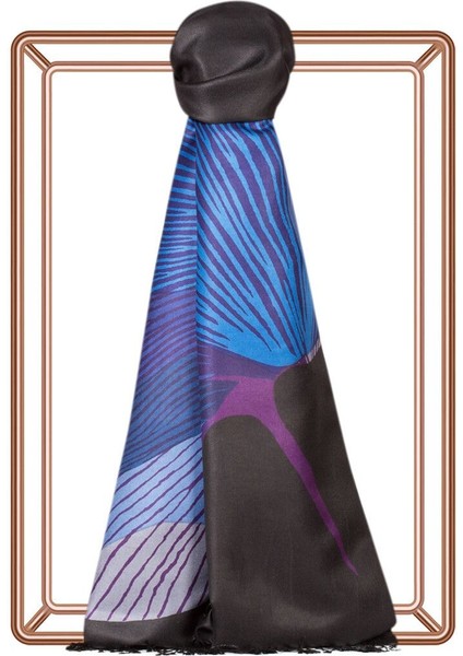 Siyah Violet Ipekevi Ipek Şal 6435