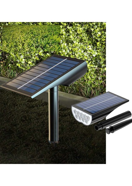 Neovista Solar Güneş Enerjili Kazık Bahçe Aydınlatma Lambası 9 LED Beyaz Işık Güneş Paneli ile Otomatik Şarj