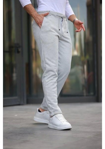 Erkek Beli Bağcıklı Duble Paça Örme Pamuklu Kumaş Jogger Pantolon fiyatları