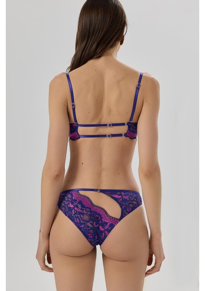 Addria Saks Mavisi Saten Dekolteli Dantelli Slip modelleri