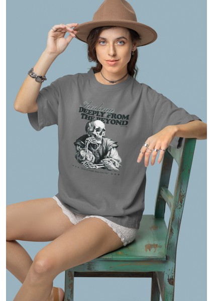 Zuno Kadın Comfort Fit Thinking Deeply From Baskılı T-Shirt