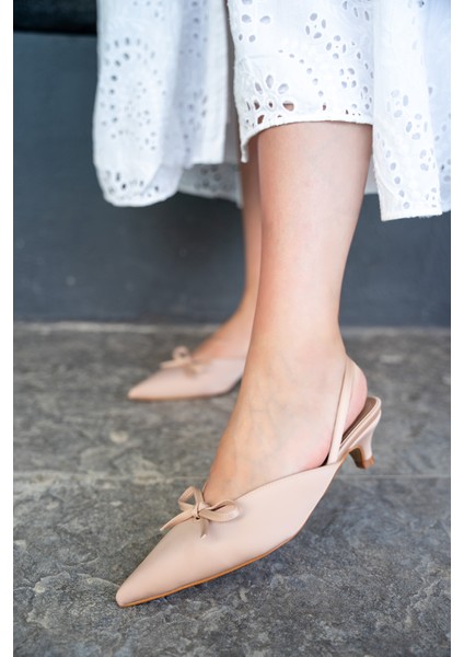 Fonis Fiyonk Detaylı Saten Kadın Topuklu Ayakkabı