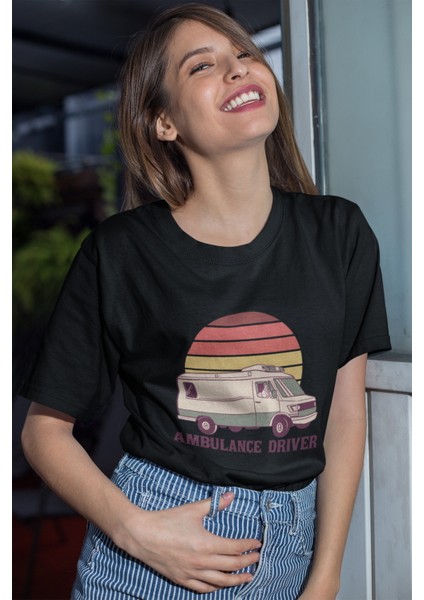 Zuno Kadın Comfort Fit Ambulance Drıver Baskılı T-Shirt