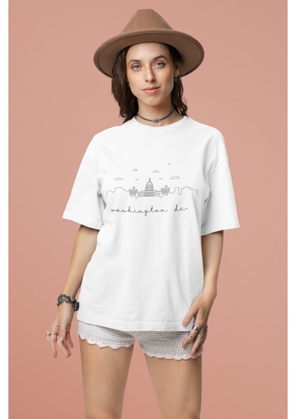 Zuno Kadın Comfort Fit Washington Dc Baskılı T-Shirt