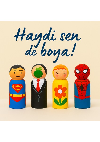 Boyanabilir 3’lü Alçı Figür Seti (Boya ve Fırça Dahil), Kendi Figürünü Tasarla ve Yarat