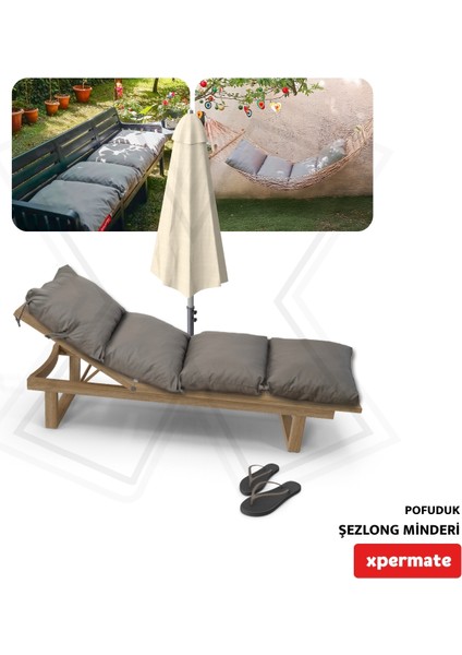 Pofuduk Şezlong Minderi Çantalı 60X180X12CM Su Itici,katlanır,uv Güneş Dayanımı, Fermuar, Antrasit modelleri