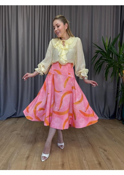 Pembe Model Desenli Etek