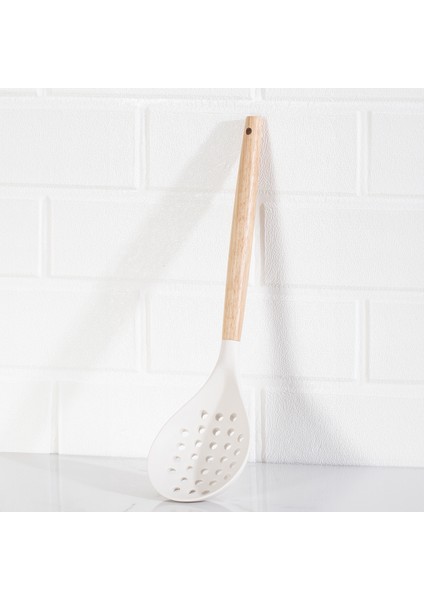 3166 Bambu Silikon 4 Parça Servis Takımı Seti Beyaz