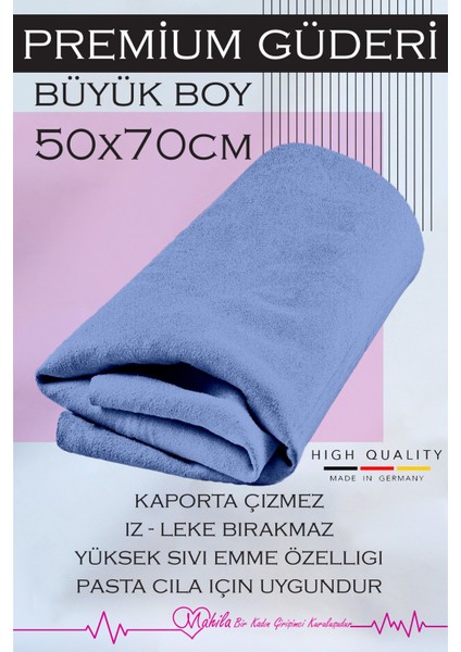 1 Adet 50X70 Ekstra Büyük, Premium Güderi Bez, Oto Kaporta Çizmez, Oto Kurulama Bezi