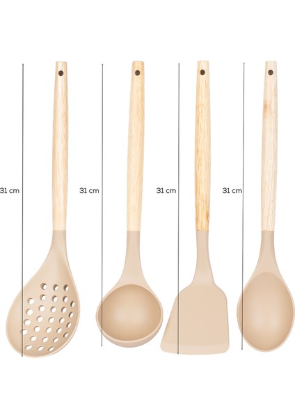 3167 Bambu Silikon 4 Parça Servis Takımı Seti Cappuccino
