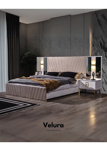 Rio Gold Yatak Odası Takımı (Dolap + Şifonyer + Komodin + Karyola)