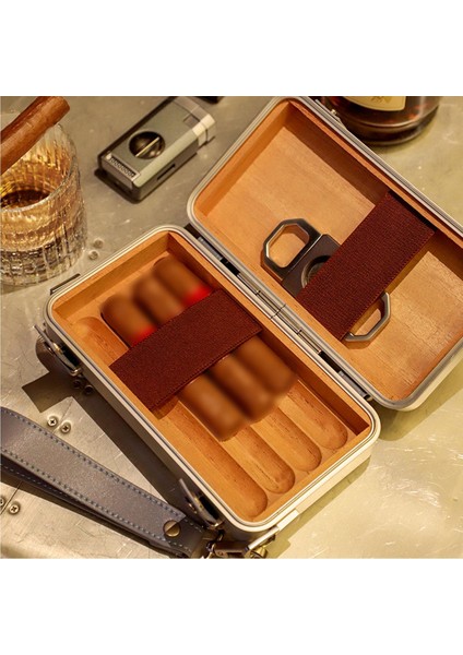 Guevara Aluminyum Sedir Mini Puro Kutusu Çantası Askılı Siyah 4lü fırsatları