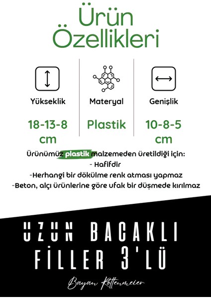 Uzun Bacaklı Filler 3 Lü Dekoratif Obje - Biblo - Dekor fiyatları